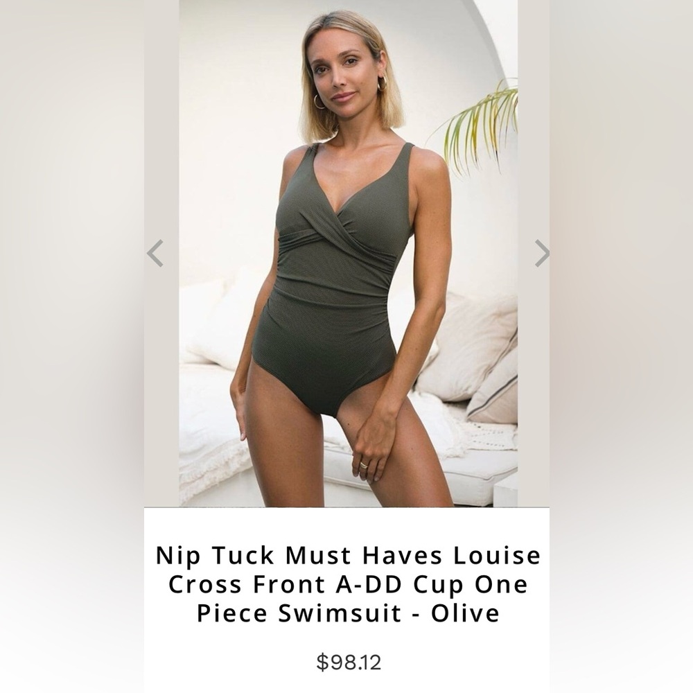 Nip Tuck Olive Green One-Piece Swimsuit Women’s size 10